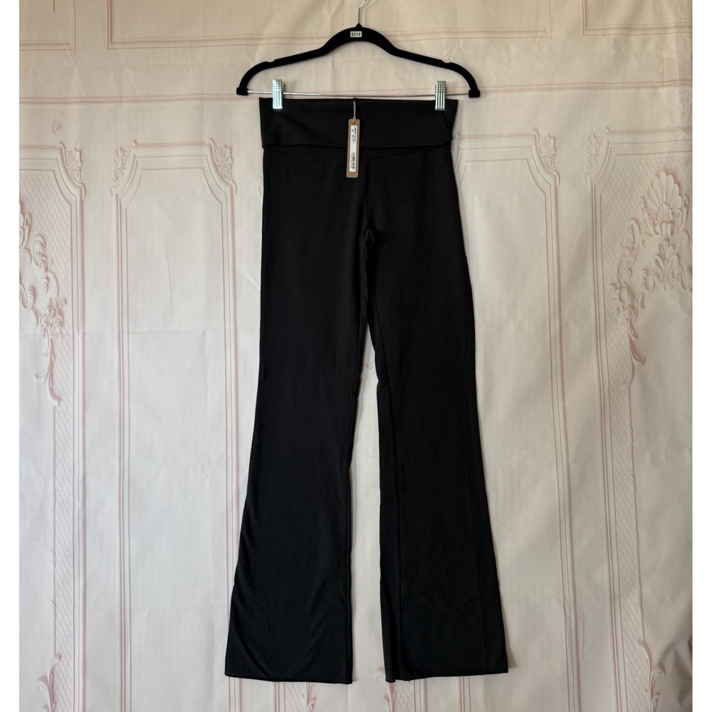 Skims Cotton Jersey Foldover Pants Size S In Soot Black NWT Stretchy